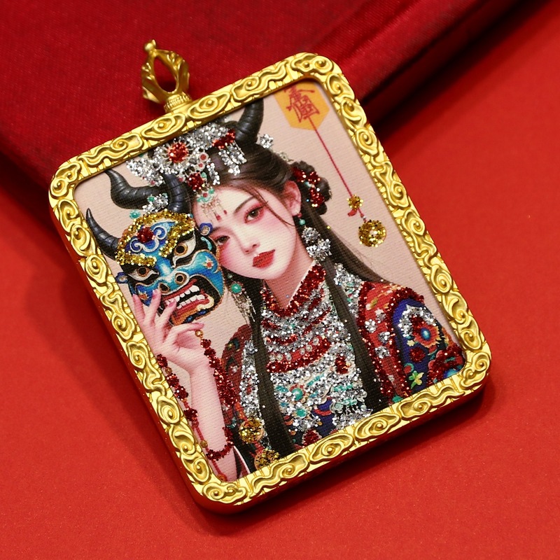 手绘彩金唐卡卡芯画芯金色嘎乌盒扎基拉姆前世今生厂家批发|undefined