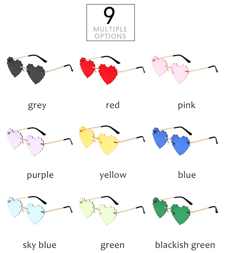 60g Weight Frameless Glasses Structure Sunglasses Classification PC, UV400 Protection, Tinted Lenses Lens Material Special-Shaped Mirror Glasses Style Outdoor, Travel, Beach Occasion Heart Shape Pattern All Seasons Season Women's Gender Novelty, Classic Style Style Novelty Classic Style Heart Shape PC UV400 Protection Tinted Lenses Special-Shaped Mirror Frameless Women's Sunglasses 5