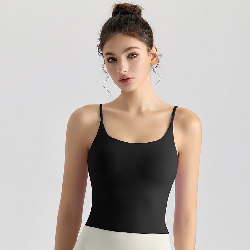 Chaleco de yoga Weiman Fitness Sling para mujer, con almohadilla integrada para el pecho, a prueba de golpes y antibacteriana, tirantes finos, espalda en forma de U, hermoso sujetador deportivo.