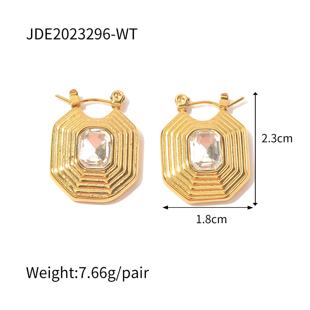 Fashion Square Stainless Steel Plating Zircon Drop Earrings 1 Pair display picture 6