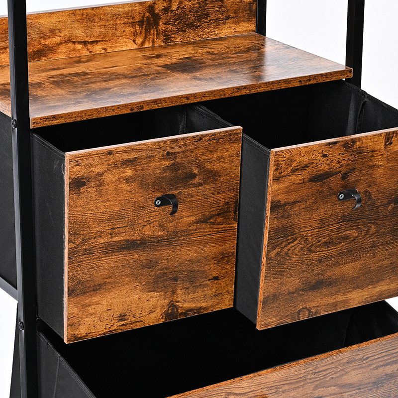 Casa sala de estar almacenar estanterías de oficina estanterías de piso de exposición de hierro y madera retro doble capa de tela ventilación simple