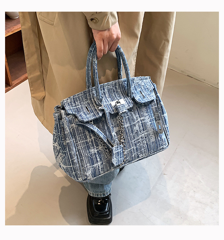 Bolso de mano retro desgastado de mezclilla para mujer, bolso de hombro tipo bandolera grande y pequeño para comercio exterior transfronterizo.