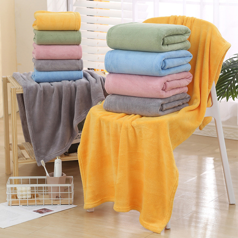 Inten's new coral velvet absorbent square towel towel and bath towel set simple labeling gift towel set cross-border