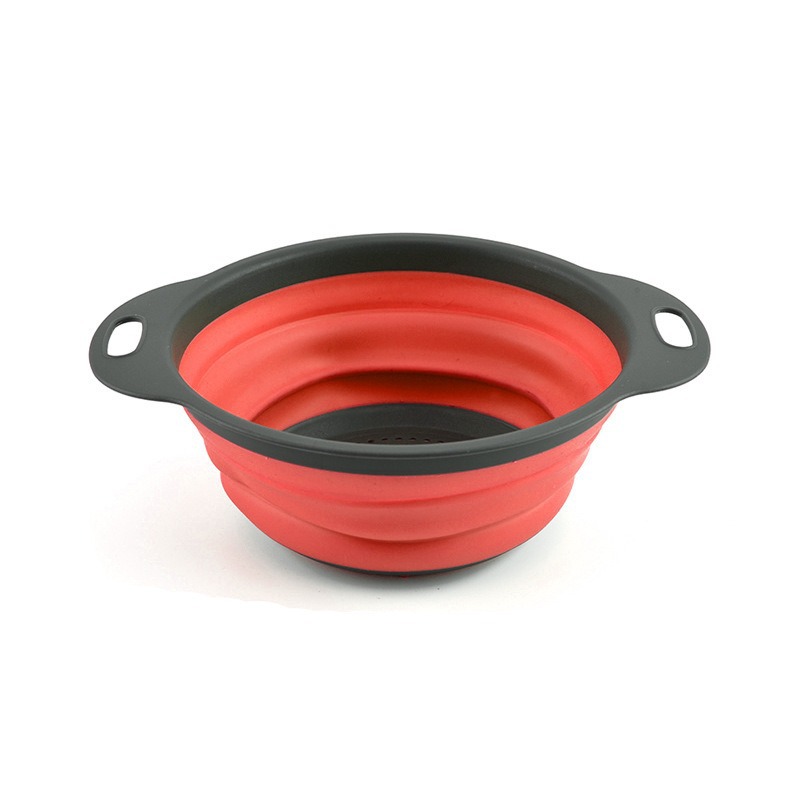 Cesta de drenaje plegable telescópica para acampar al aire libre, filtro de agua súper redondo, artefacto de cocina azul vegetal plegable, canasta de lavado de verduras