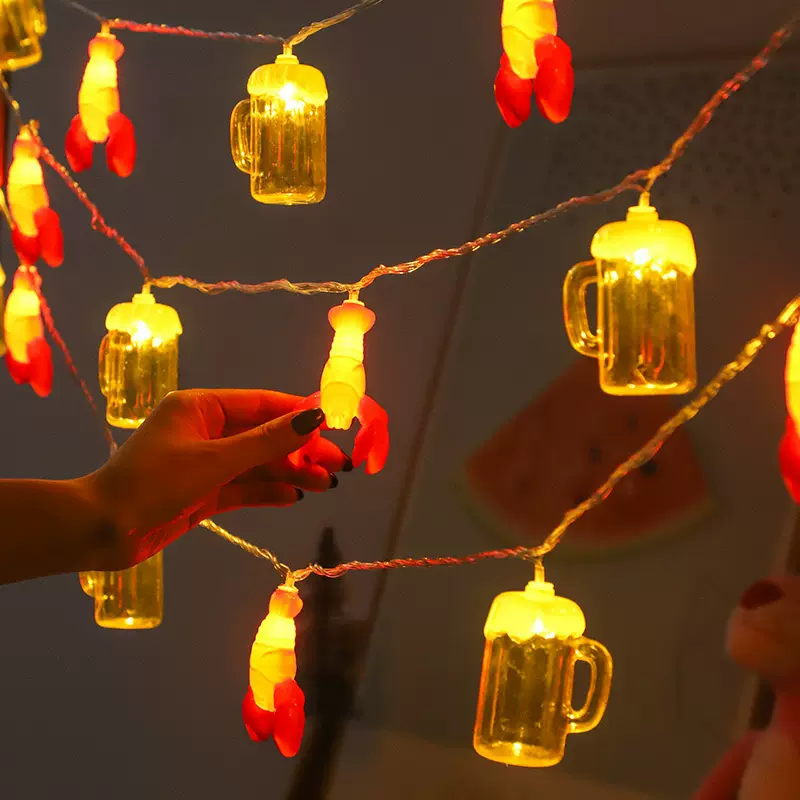 跨境led露营灯串啤酒瓶小龙虾夜市户外摆摊氛围装饰灯灯批发