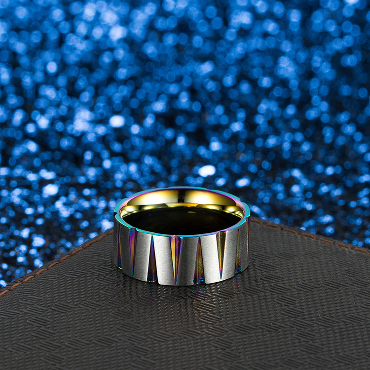 Anello unisex in titanio acciaio spazzolato opaco colorato_voghion.com