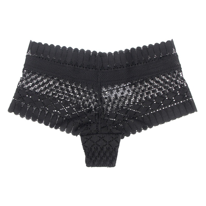 Europa y América sexy ropa interior sexy más tamaño Delgado transpirable encaje hueco transparente Seamless briefs Amazon al por mayor