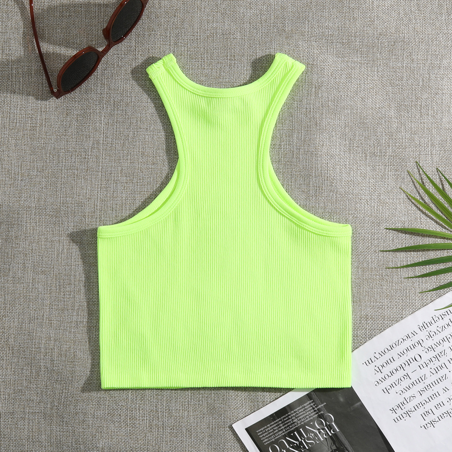 Women's Simple Style Stripe Nylon Round Neck Active Tops Bra Vest display picture 7