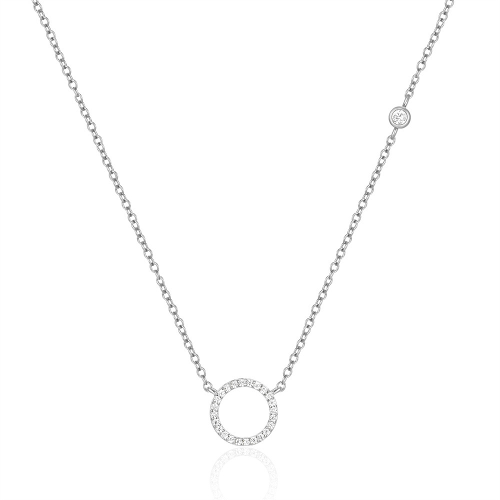 6g Weight Pendant Necklace Classification 1 Piece Quantity Casual, Daily Occasion 925 Sterling Silver Material Circle Pattern Women's Gender Plating Design Simple Style Style 925 Sterling Silver Plating Circle Pendant Necklace 8