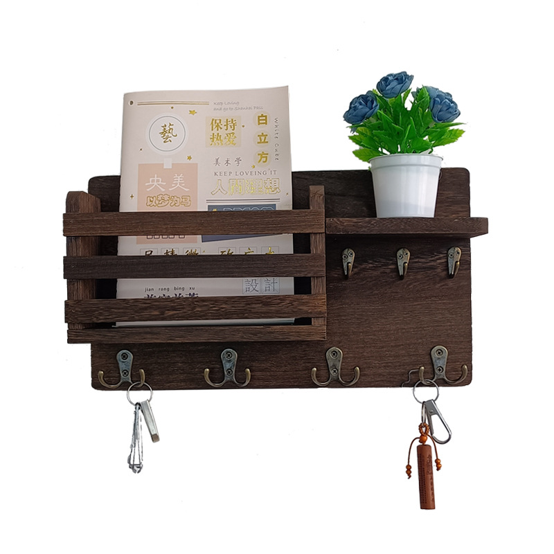 Amazon sala de estar colgante de madera pared colgante de pared estante de almacenamiento colgante de llaves de puerta de entrada marco de madera