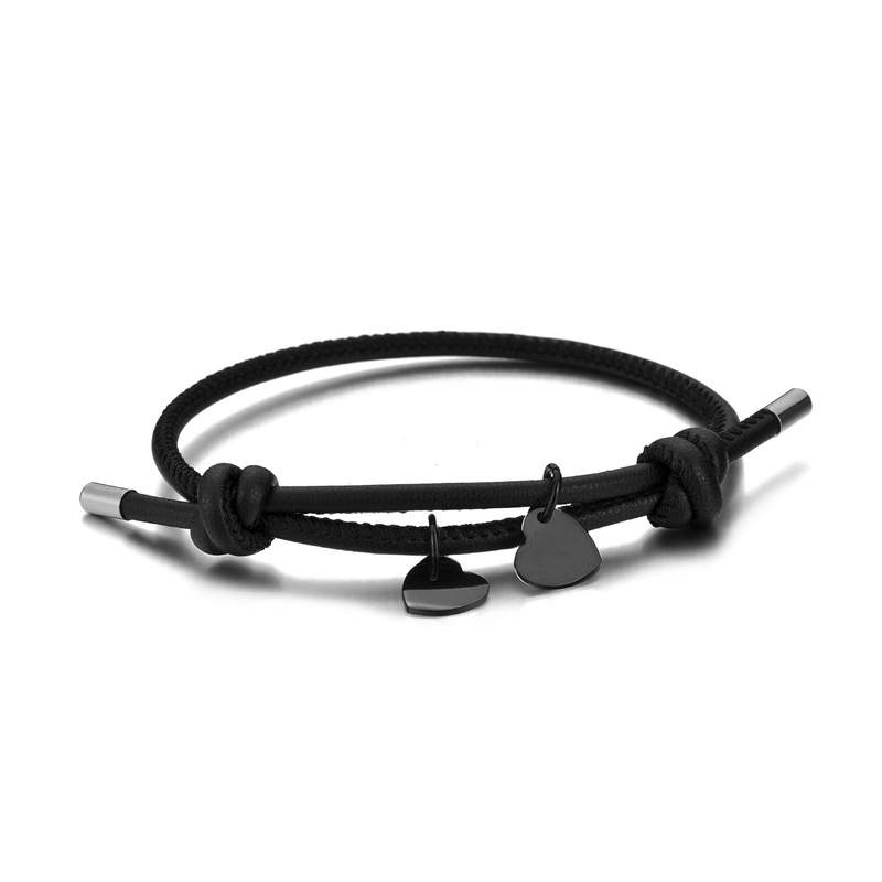 in stock wholesale sweet couple adjustable multi-color leather rope bracelet a pair of stainless steel love pendant bracelet in stock wholesale sweet couple adjustable multi-color leather rope bracelet a pair of stainless steel love pendant bracelet