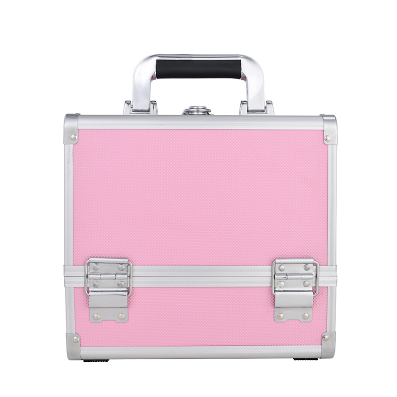 Caja cosmética de aleación de aluminio portátil con patrón de diamante ABS de gran capacidad y sensación avanzada con espejo Caja de almacenamiento transfronteriza y caja de maquillaje