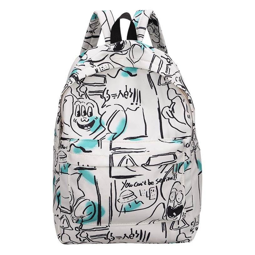 Moda mochila bolsa ins personalizado impreso graffiti estudiante universitario mochila de nylon moda casual todo a juego mochila para mujeres