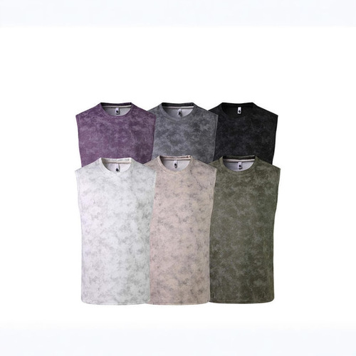 2025 Summer Men's 220g Blended Tank Top Fashion Personal Tie-Dye Sleeveless Crew Neck Casual Sweatback