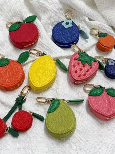 Fruit Coin Purse Gift Keychain Leather Bag Pendant Ins Small Fresh Coin Storage Bag