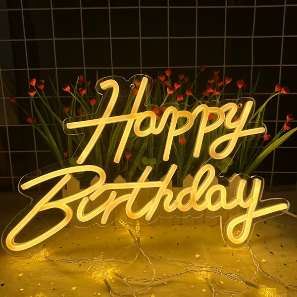 Happy birthday A, Тёплый белый, 40×26 см