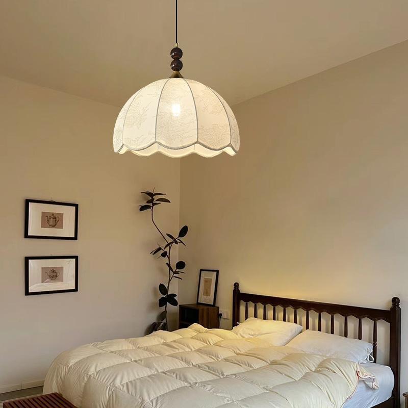 Retro French Style Bedroom Fabric Chandelier Pattern Middle Ancient Restaurant Bar Nanyang Solid Wood Romantic Room Main Lamps