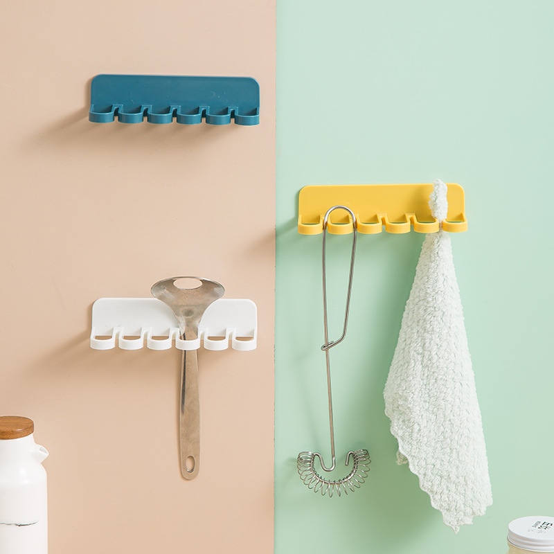 Household Hook Six-Hole Punch-Free Sticky Hook Bathroom Rack Hanging Towel Kitchen Storage Rack Shovel Spoon Rag