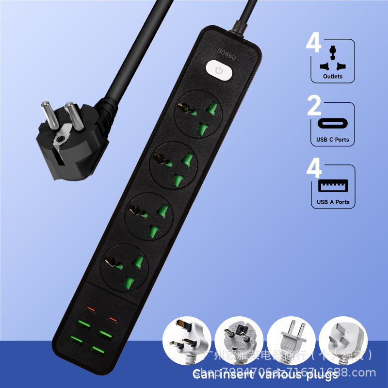 Comercio exterior transfronterizo multifuncional enchufe USB Asia Central Ucrania Alemania Rusia cable enchufe estándar europeo al por mayor