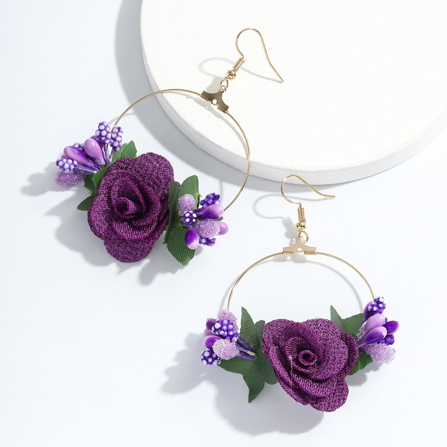 7g Weight Alloy Ear Needle Material Drop Earrings Classification Anniversary, Business, Travel, Birthday, Festival Occasion Alloy, Gauze Material Flower Pattern Women'S Gender Ethnic Style Style White, Pink, Purple, Red, Blue Color Ethnic Style Flower Alloy Gauze Drop Earrings 9