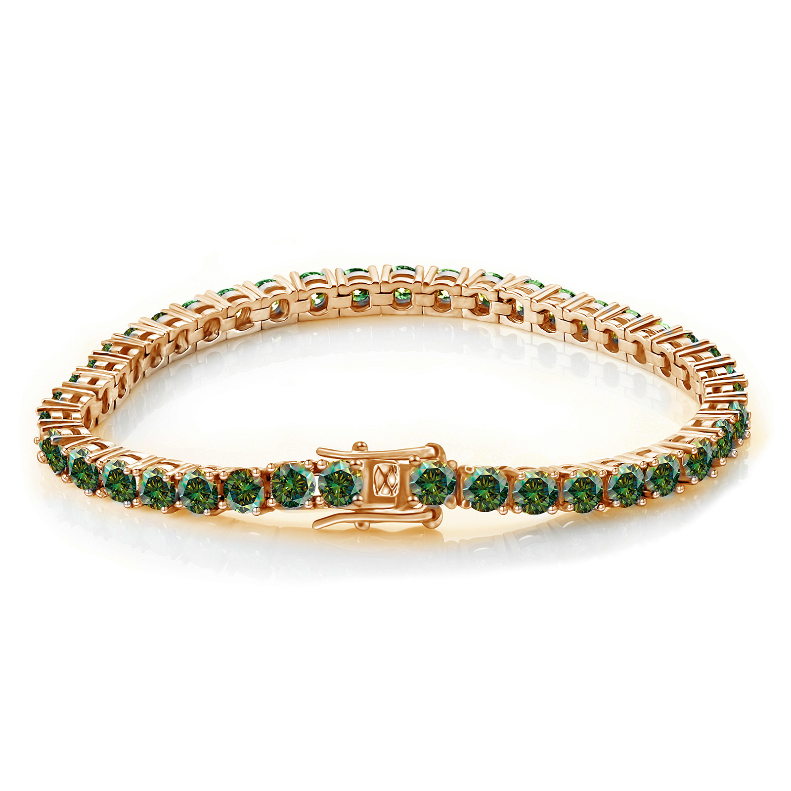 5mm Rosa moissanite tenis pulsera collar de las mujeres completo diamante color diamante pulsera platino pulsera Super flash cadena