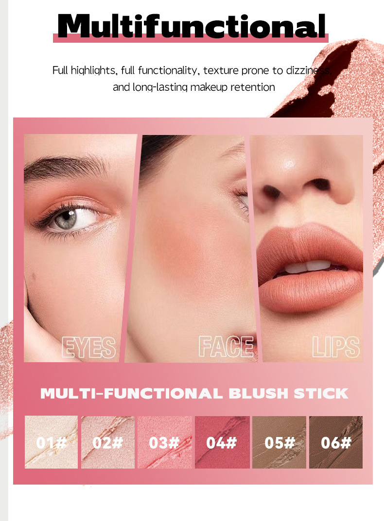 DIMSHOW 6-color High-gloss contouring Stick for brightening and contour modification, Shadow stick for under-eye Three-dimensional Blush and Rouge Stick Item Picture