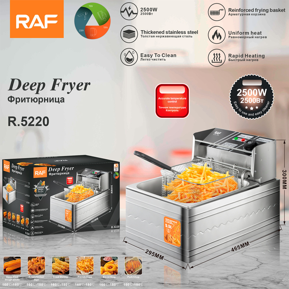 110V EE.UU. estándar transfronterizo Euro freidora doméstica pequeña freidora eléctrica 5.5L freidora eléctrica comercial frita de papas fritas