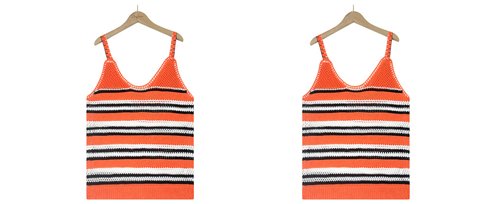 sleeveless color matching striped knitted ice silk v-neck beach vest NSWJY118392