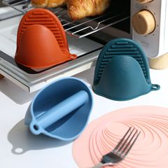 Half-hand heat-resistant gloves, solid-colored, Instagram modern minimalist silicone heat insulation baking hand and ear mat, drop shipping one piece