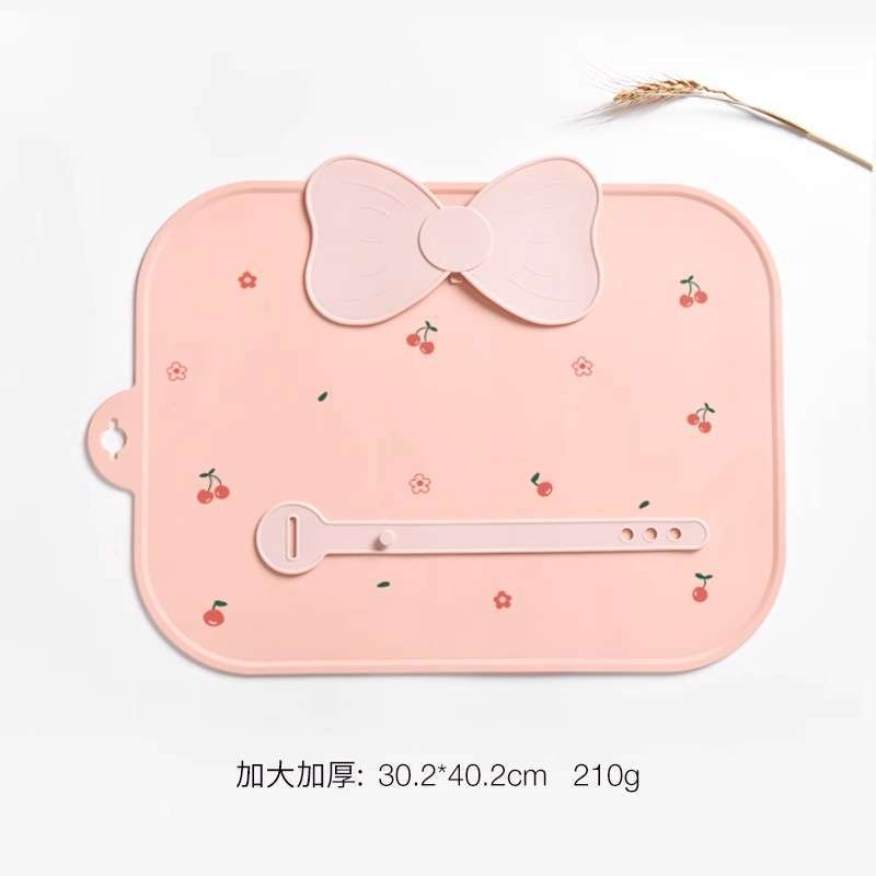 체리 플레이스매트 + 라이트 핑크 리본 + 라이트 핑크 스트랩