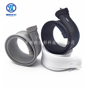 Black High Flame Retardant Zippered Braided Sleeve Wire Harness Finishing Sleeve Amazon Same Style Zippered Network Tube