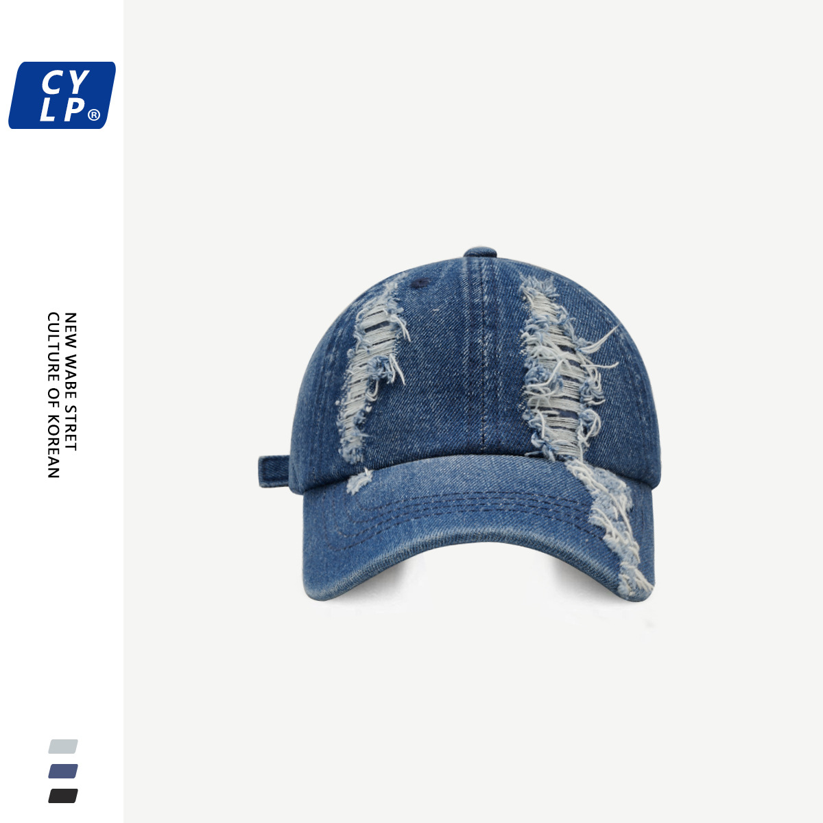 INS Hipster moda hip hop ripped gorra de béisbol hombres y mujeres estilo coreano calle pareja casual Denim casquillo de pico verano