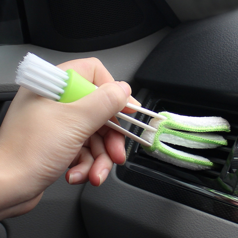 Cepillo para salida del aire acondicionado del coche, cepillo para la eliminación de polvo del panel de instrumentos del coche, cepillo de cerdas blandas, productos y herramientas de limpieza interior de doble extremo image 4