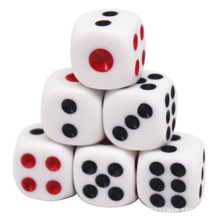 Black Red Dot 12MM Acrylic Color Sieve Dice Digital Color Dice Color Cup Bar 1.2cm