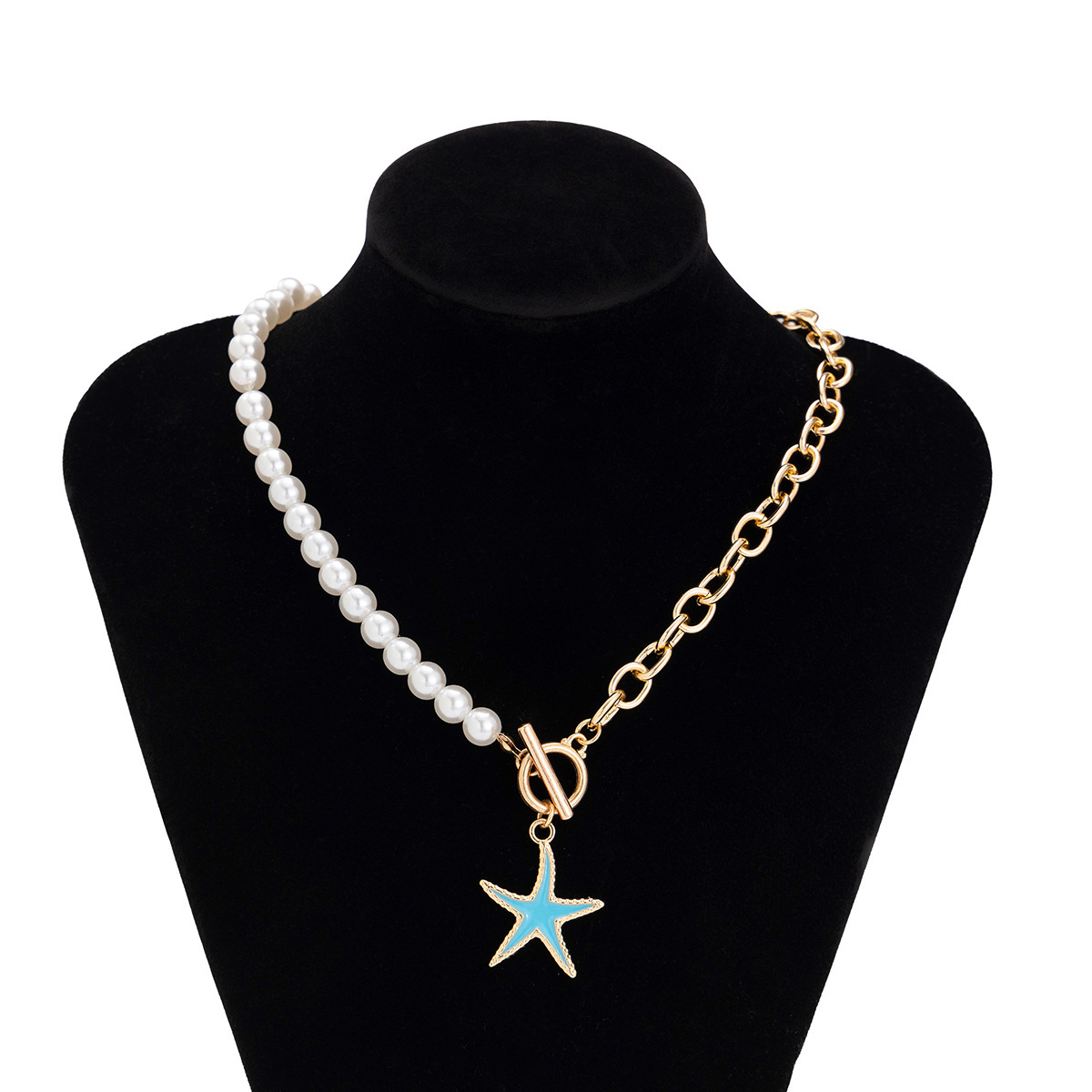 Set gioielli donna collana croce stella e perle sintetiche_voghion.com