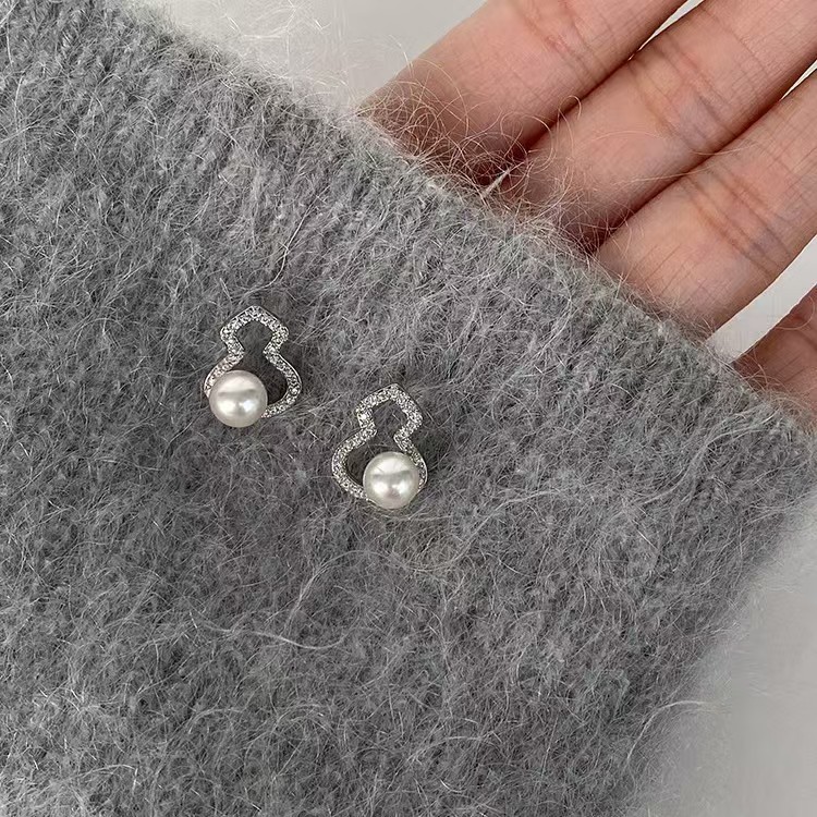 S925银针天然虎眼石葫芦福禄新中式复古耳钉女耳环潮流新年耳环耳|undefined