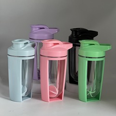 500ml携帯プラスチック二重シェイクカップスケール付きミルクカップタンパク質カップフィットネス運動カップロゴ