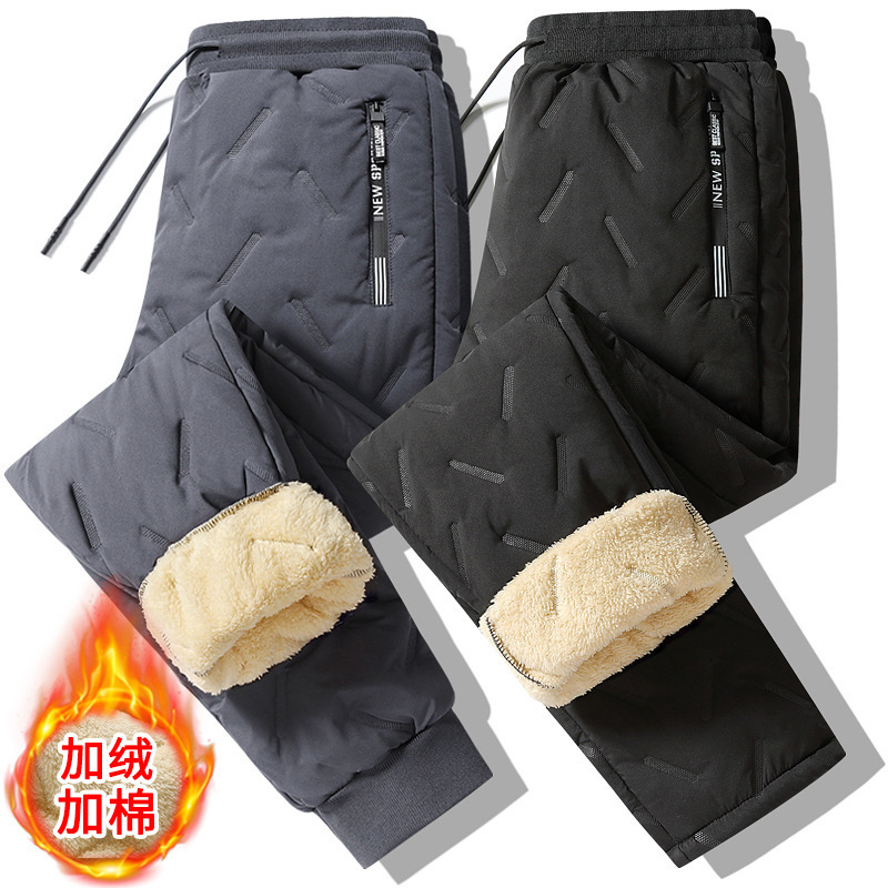 Cross-border Winter Windproof Men's Cotton Pants Casual fleece-lined Thickened Sweatpants Outdoor Warm Down Cotton Pants Lamb Pants Cross-border Winter Windproof Men's Cotton Pants Casual fleece-lined Thickened Sweatpants Outdoor Warm Down Cotton Pants Lamb Pants