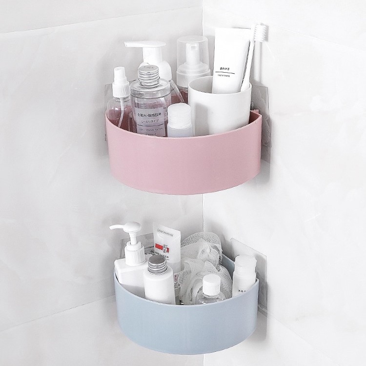 卫生间置物架壁挂浴室免打孔置物架厕所吸壁式吸盘卫浴收纳三角架