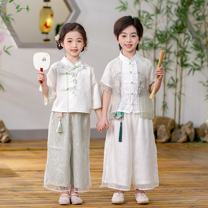 儿 童汉服国风古典演出服夏季 男女孩唐装国学服幼儿园六一表演服