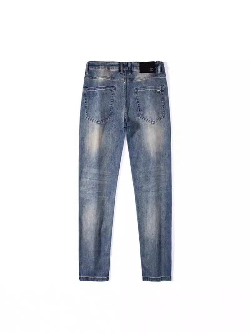 Quality summer jeans, elite trousers, elastic universal blue rostometer