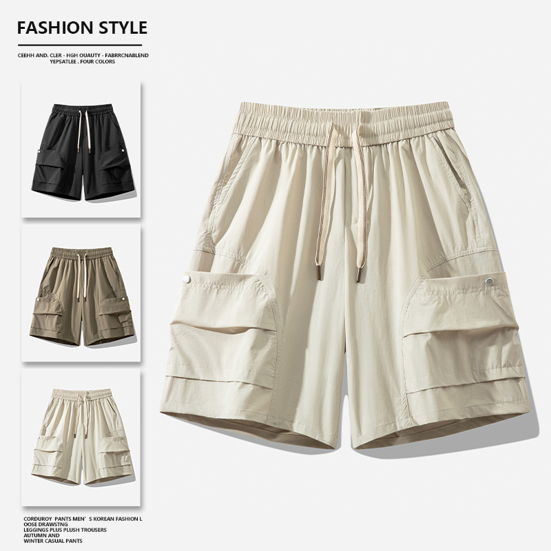 Summer Thin 2025 New Men's Tooling Shorts Men's Big Pocket Casual Pants Loose Five-point Pants All-match Pants