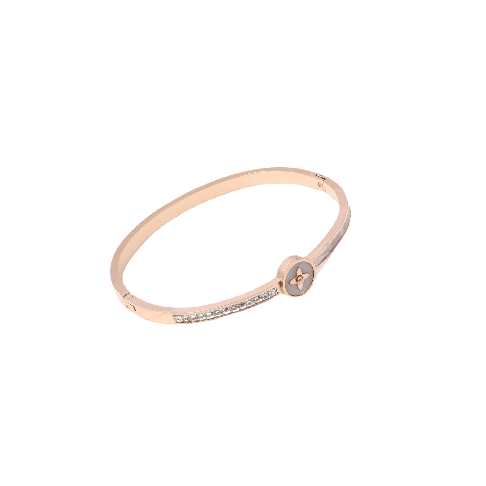 La moda coreana de cuatro hojas con diamantes de fritillaria de 18 quilates de oro ligero de lujo diseño simple de titanio acero pulsera de mujer