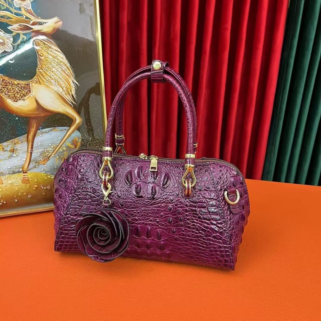 跨境鳄鱼纹高级感手提包女2025新款时尚单肩斜挎包大容量鳄枕头包