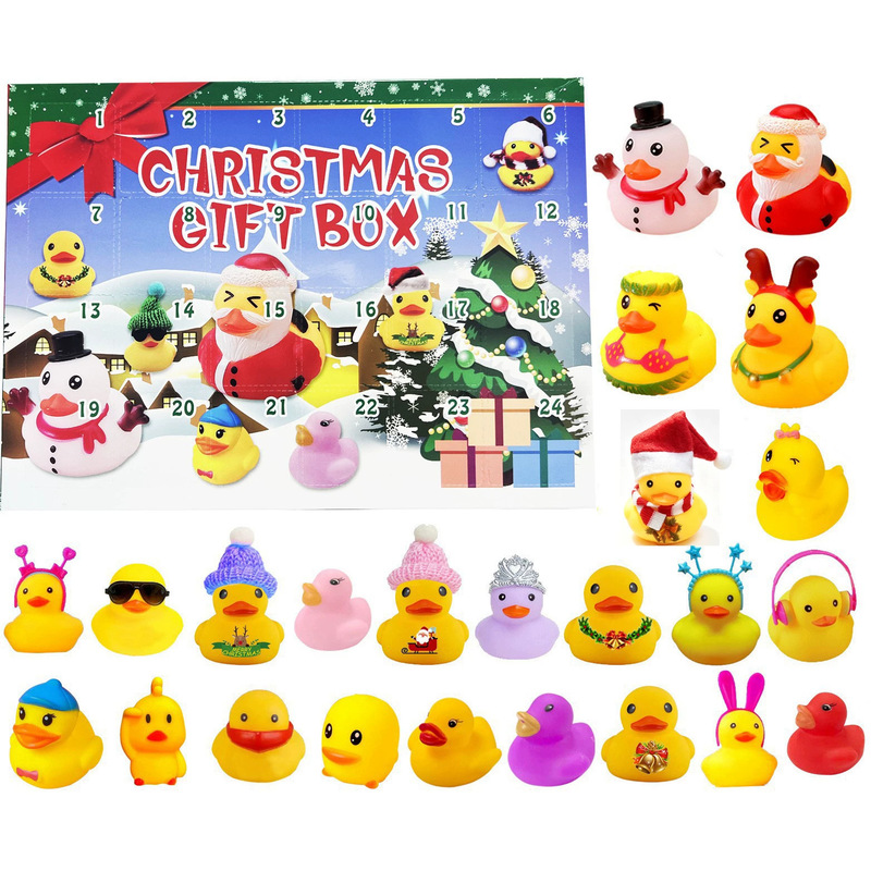 Christmas Rubber Duck Blind Box Advent Calendar Christmas Vinyl Yellow Duck Blind Box Countdown Christmas Gift Set
