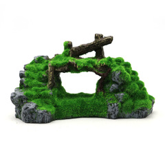 魚缸水族箱造景裝飾品擺件灌木橋工藝品魚缸假山植絨青苔石橋造景