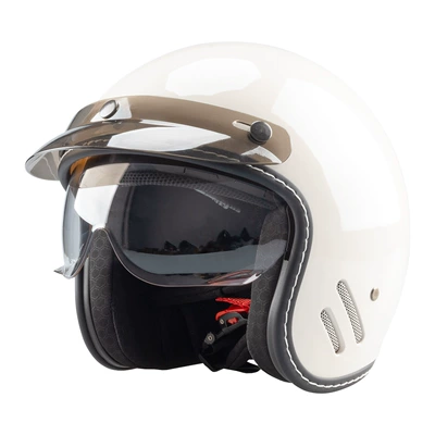 Retro Motorcycle Helmet for Electric Scooters, 4/3 Helmet for Men and Women, Riding Safety Helmet for Motorbikes, Lightweight Electric Bike Helmet (Motosiklet kaskı (dəbilqə)) - ivory-white-m