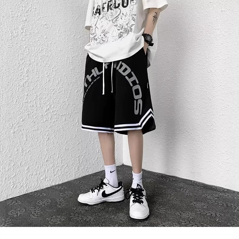 Сетчатые шорты мужские, лето 2023, свободные повседневные универсальные шорты, однотонные универсальные повседневные брюки, спортивные брюки, брюки пять четвертей