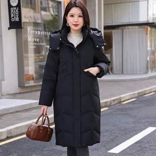 冬装特大码羽绒服女2025新款长款中年胖妈妈时尚厚鸭绒外套200斤