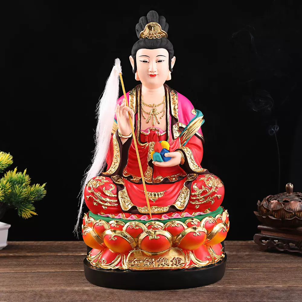 女娲娘娘神像12寸女娲补天坐莲女皇家用树脂佛像摆件大地之母神像